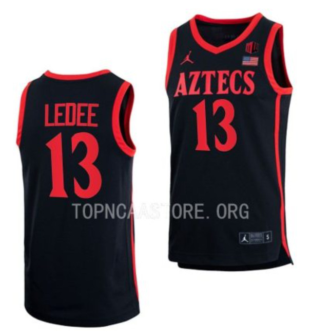 Men's #13 Jaedon LeDee San Diego State Aztecs College Basketball Jersey - Image 3