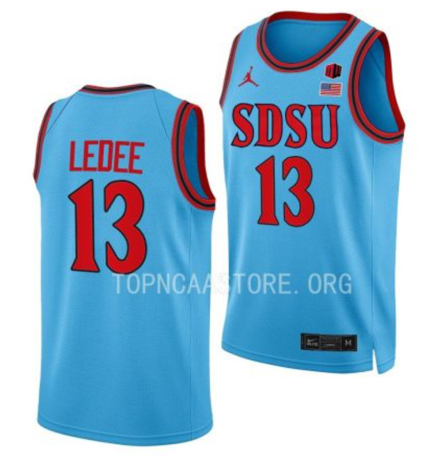 Men's #13 Jaedon LeDee San Diego State Aztecs College Basketball Jersey - Image 2