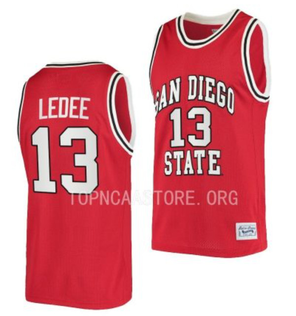 Men's #13 Jaedon LeDee San Diego State Aztecs College Basketball Jersey - Image 4