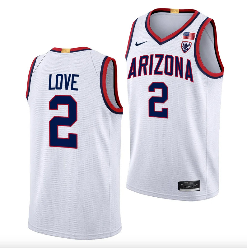 Men's 2 Caleb Love Arizona Wildcats College Basketball Jersey